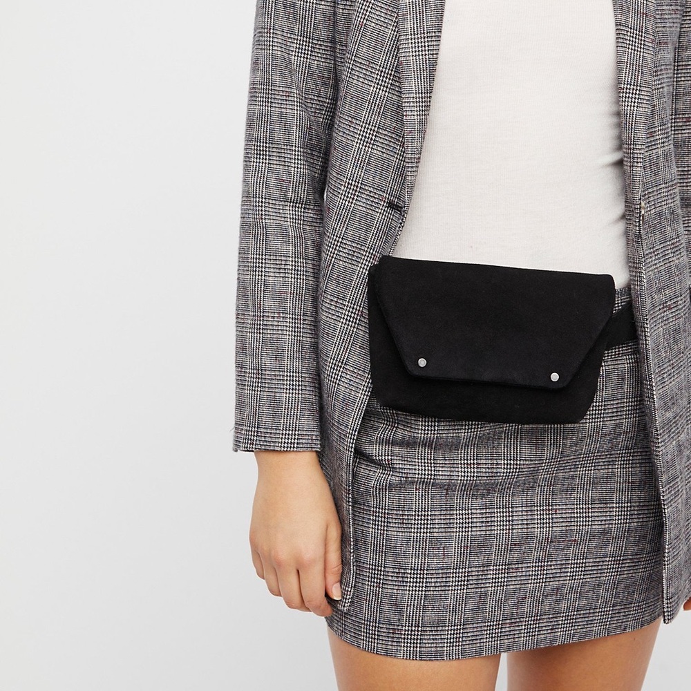 Free People black suede Cecilia belt bag/fanny pac
